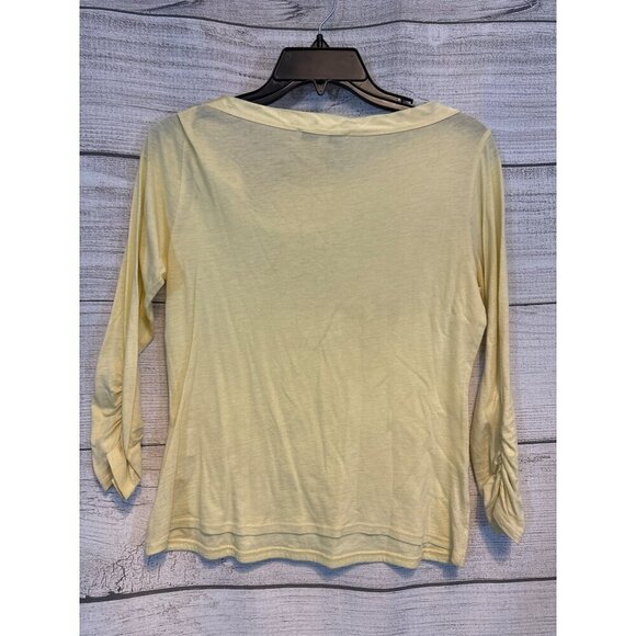 Laundry By Shelli Segal Yellow 3/4 Sleeve Top With Bow Tie Neck Size S - Picture 3 of 3